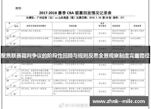 聚焦联赛裁判争议的阶段性回顾与规则反思全景观察制度完善路径
